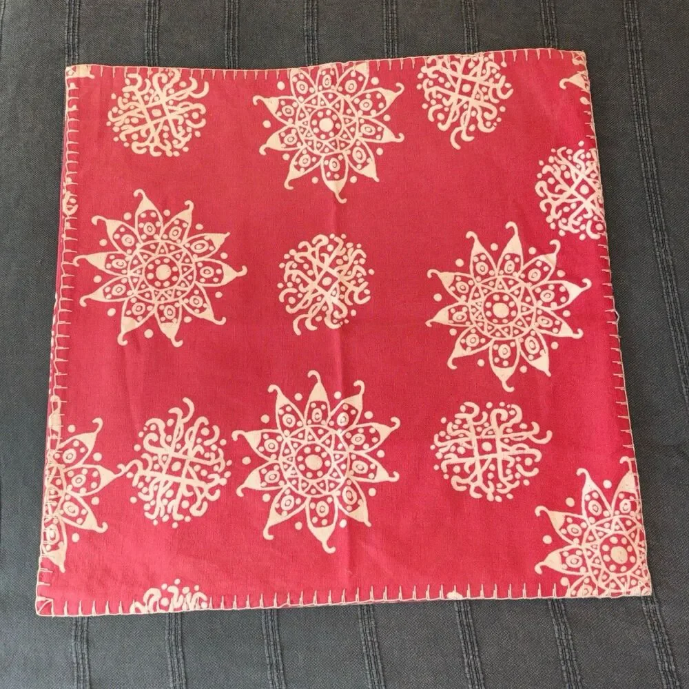 John Robshaw Pillow Shams Cotton Linen Set of 5 Diggi Coral Red & Others India